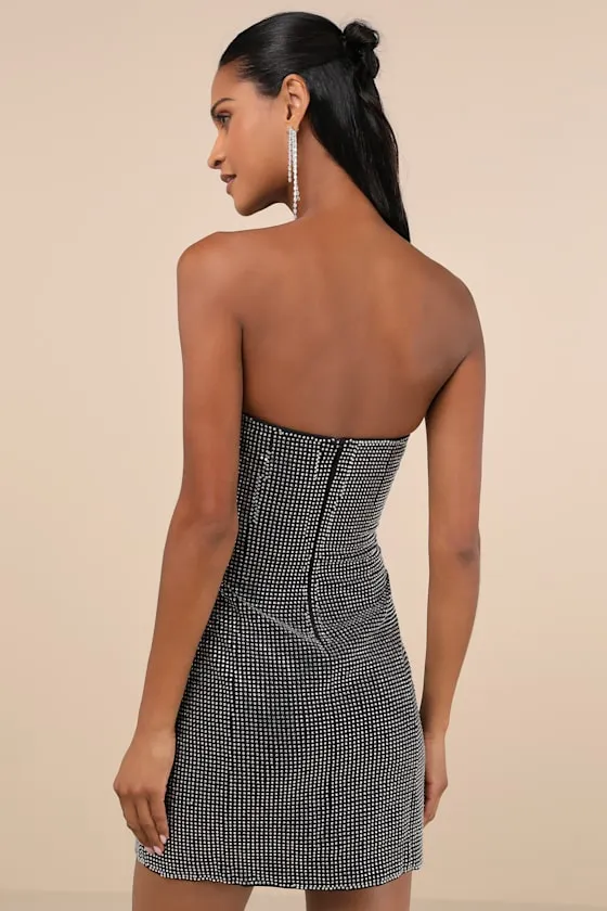 Enticing Shine Black Rhinestone Strapless Mini Dress sold by Lulus product image thumbnail 3