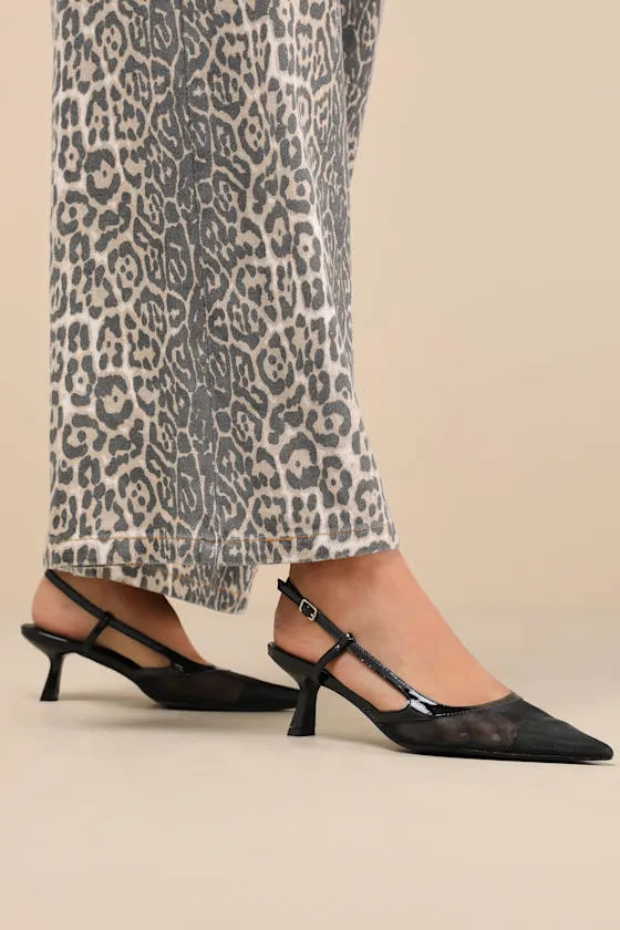 Hawley Black Mesh Pointed-Toe Slingback Pumps sold by Lulus
