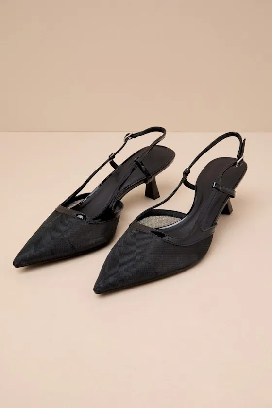Hawley Black Mesh Pointed-Toe Slingback Pumps sold by Lulus product image thumbnail 2