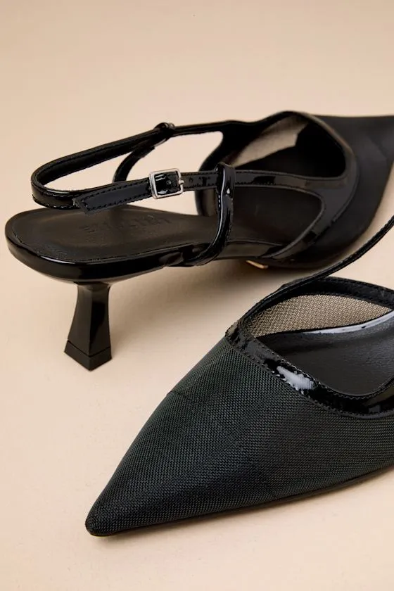 Hawley Black Mesh Pointed-Toe Slingback Pumps sold by Lulus product image thumbnail 4