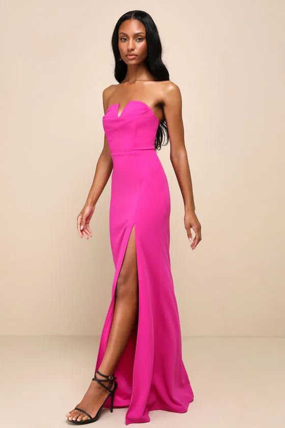 Effortless Radiance Magenta Strapless Mermaid Maxi Dress sold by Lulus product image thumbnail 3