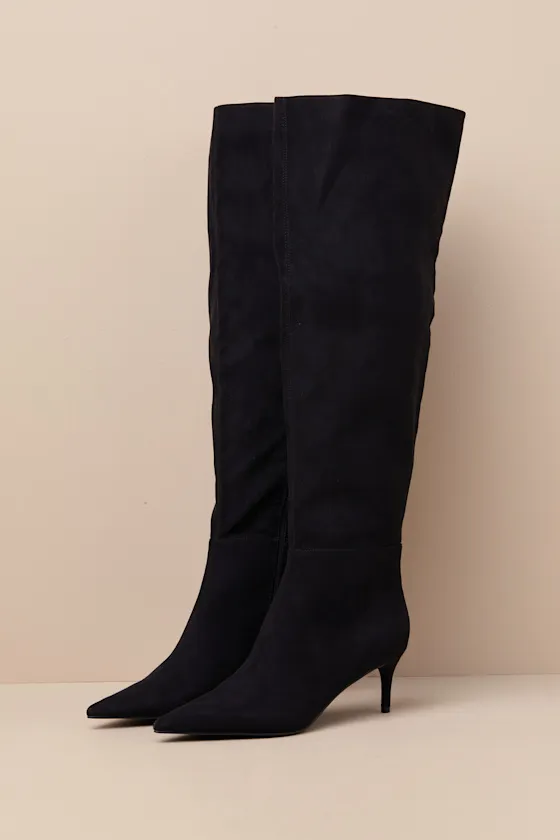 Tierny Black Suede Pointed-Toe Over-the-Knee Boots sold by Lulus product image thumbnail 2
