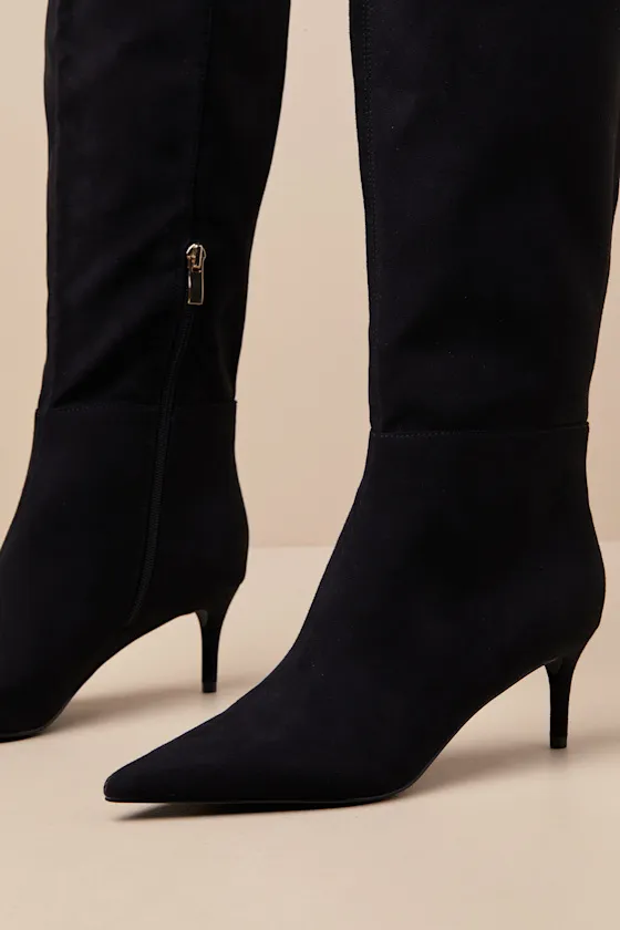 Tierny Black Suede Pointed-Toe Over-the-Knee Boots sold by Lulus product image thumbnail 4