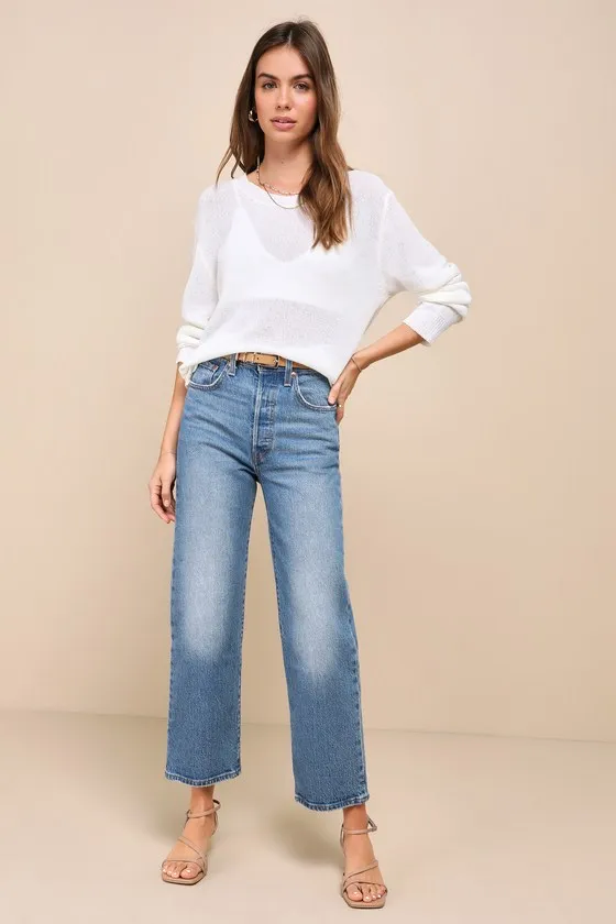 Clean Aesthetic White Long Sleeve Sweater Top sold by Lulus product image thumbnail 2