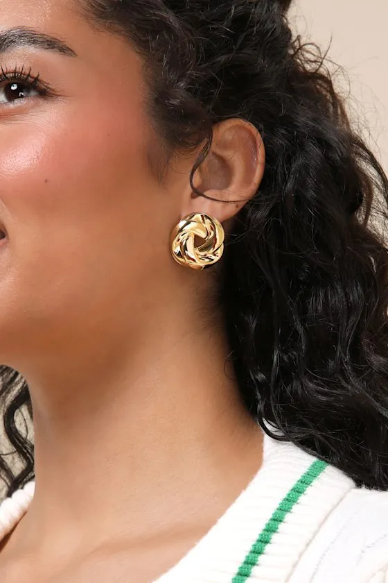 Shining Standard Gold Twisted Circle Stud Earrings sold by Lulus