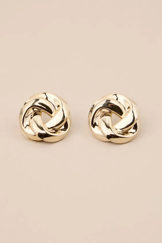 Shining Standard Gold Twisted Circle Stud Earrings sold by Lulus product image thumbnail 2
