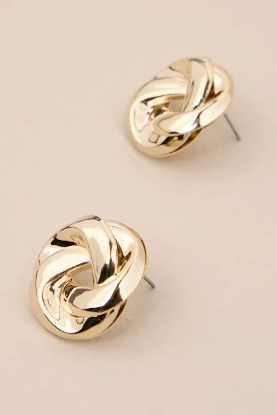 Shining Standard Gold Twisted Circle Stud Earrings sold by Lulus product image thumbnail 3