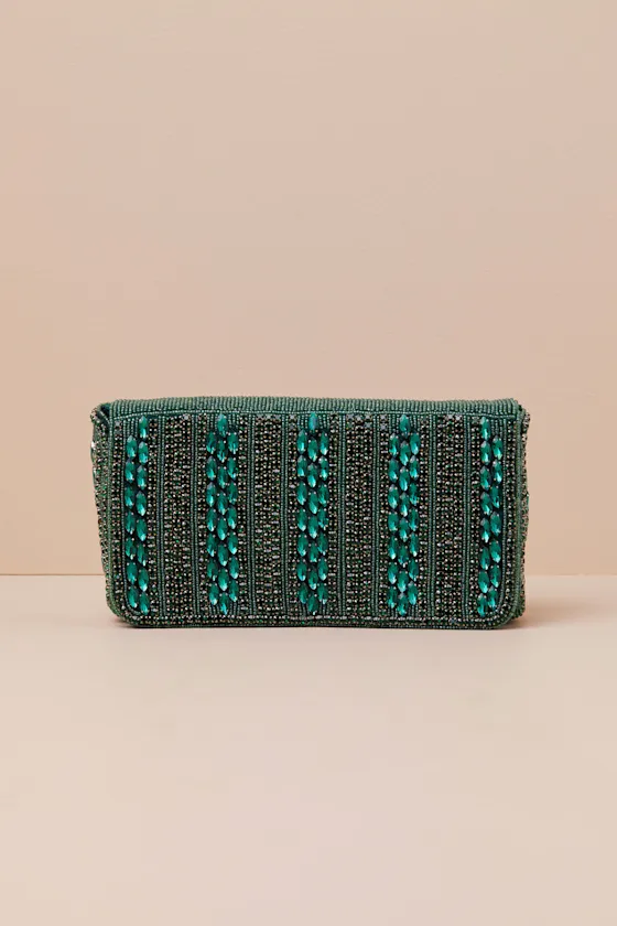 Lizza Emerald Green Rhinestone Clutch sold by Lulus product image thumbnail 2