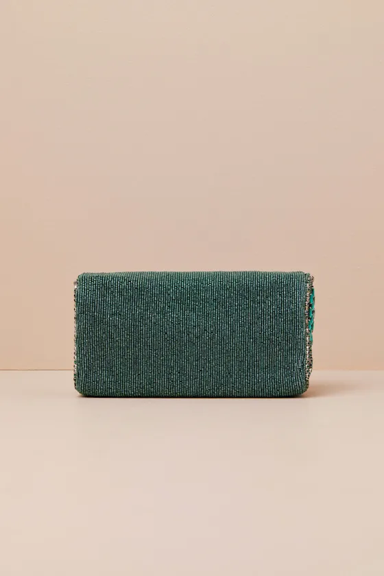 Lizza Emerald Green Rhinestone Clutch sold by Lulus product image thumbnail 4