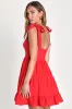 Tier-ly Delightful Red Tie-Strap Tiered Bustier Mini Dress sold by Lulus