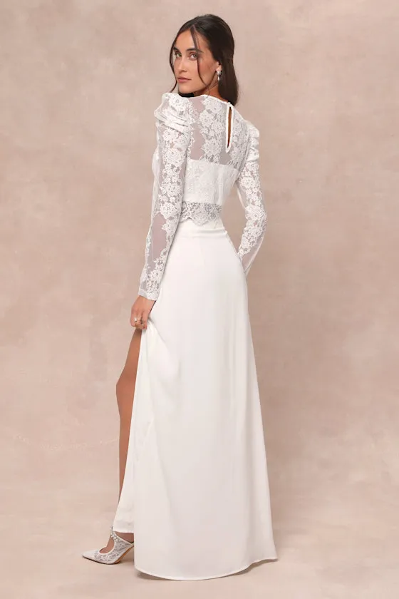 Heavenly Promise White Sheer Lace Two-Piece Maxi Dress sold by Lulus product image thumbnail 2