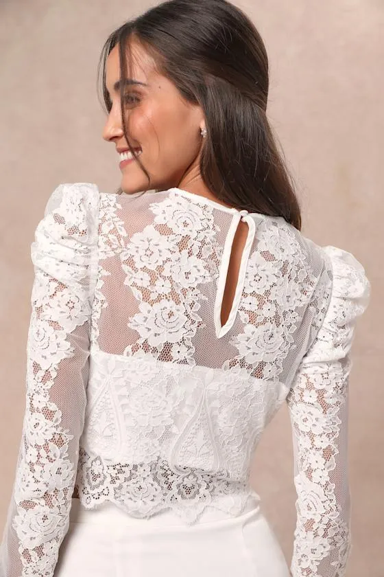 Heavenly Promise White Sheer Lace Two-Piece Maxi Dress sold by Lulus product image thumbnail 3