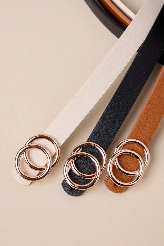 Cute Finish Black Ivory and Brown Skinny O-Buckle Belt Set sold by Lulus product image thumbnail 3