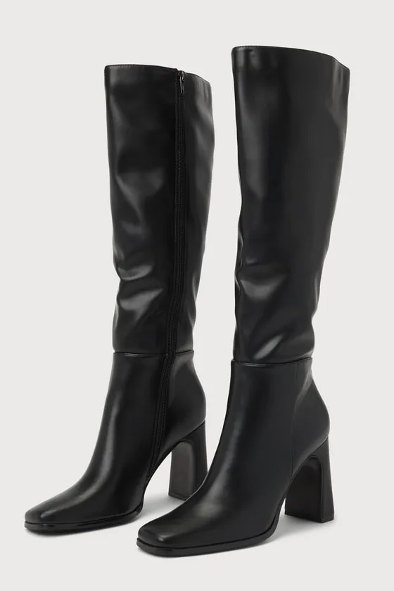Ceceliaa Black Square Toe Knee-High Boots sold by Lulus product image thumbnail 2