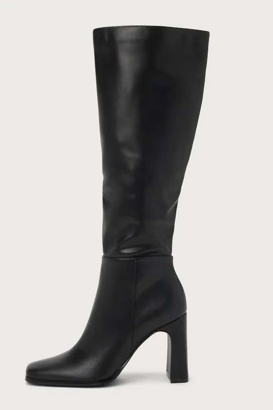 Ceceliaa Black Square Toe Knee-High Boots sold by Lulus product image thumbnail 3