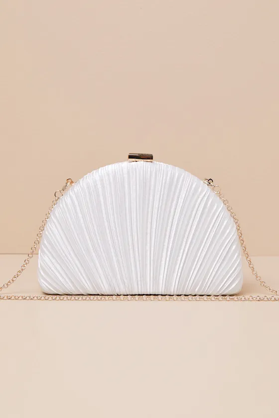 Pleat Perfection White Satin Pleated Hard Clutch sold by Lulus product image thumbnail 2