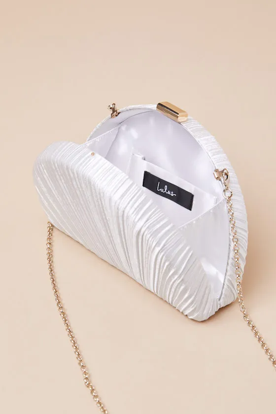 Pleat Perfection White Satin Pleated Hard Clutch sold by Lulus product image thumbnail 3