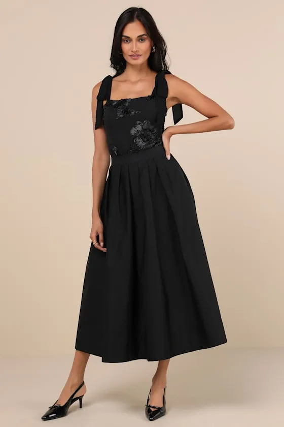 Memorably Charming Black Tie-Strap Bodysuit sold by Lulus product image thumbnail 3