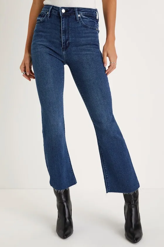 Stylish Flair Dark Wash Denim High-Rise Flare Jeans sold by Lulus product image thumbnail 2