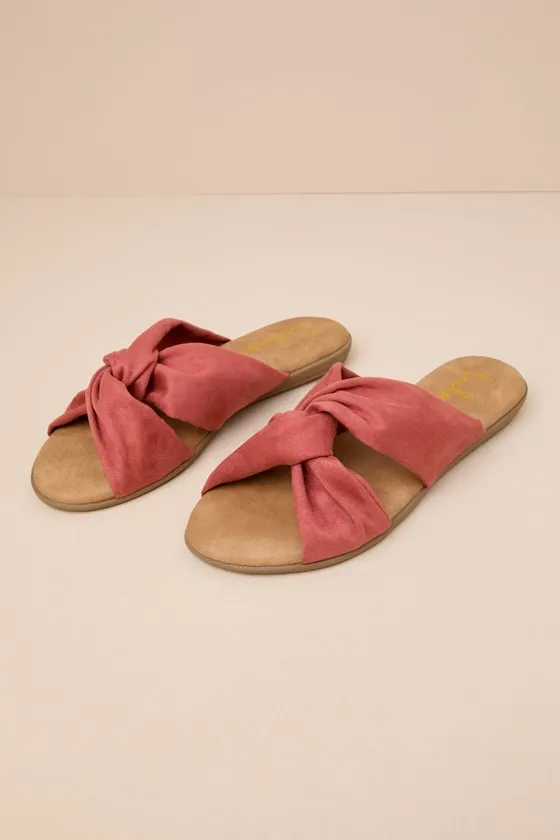 Santana Rust Suede Slide Sandals sold by Lulus product image thumbnail 2