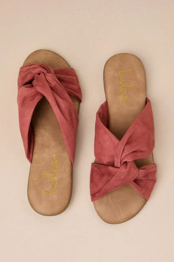 Santana Rust Suede Slide Sandals sold by Lulus product image thumbnail 3