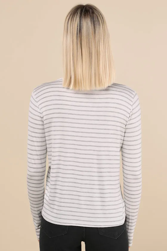 Daily 'Fit Ivory and Grey Striped Long Sleeve Top sold by Lulus product image thumbnail 2