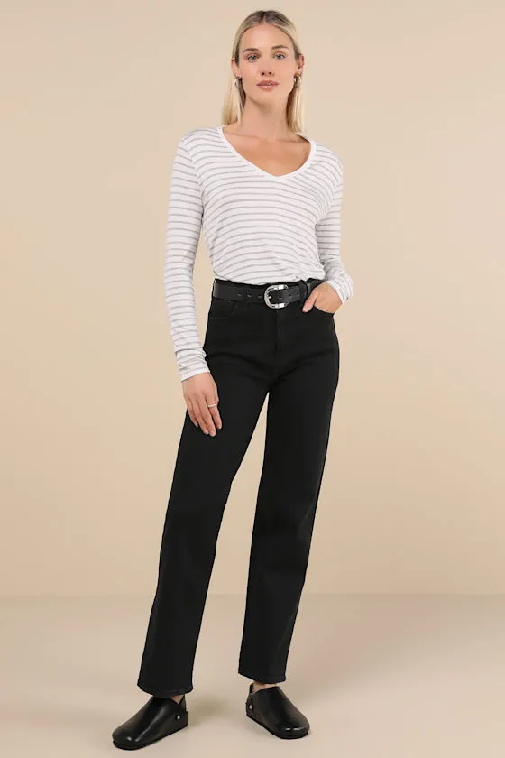 Daily 'Fit Ivory and Grey Striped Long Sleeve Top sold by Lulus product image thumbnail 3