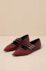 Hermine Red Leather Strappy Buckle Ballet Flats sold by Lulus