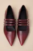 Hermine Red Leather Strappy Buckle Ballet Flats sold by Lulus