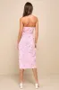 Elevated Sensation Blush Pink 3D Floral Embroidered Midi Dress sold by Lulus