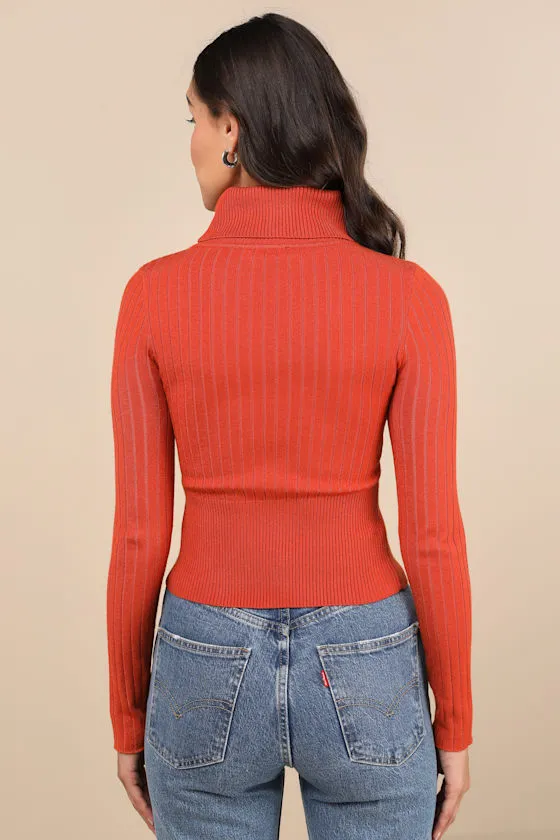 Perfected Comfort Orange Turtleneck Sweater Top sold by Lulus product image thumbnail 3