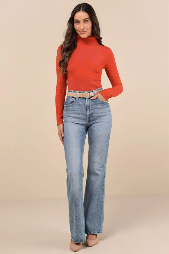 Perfected Comfort Orange Turtleneck Sweater Top sold by Lulus product image thumbnail 4