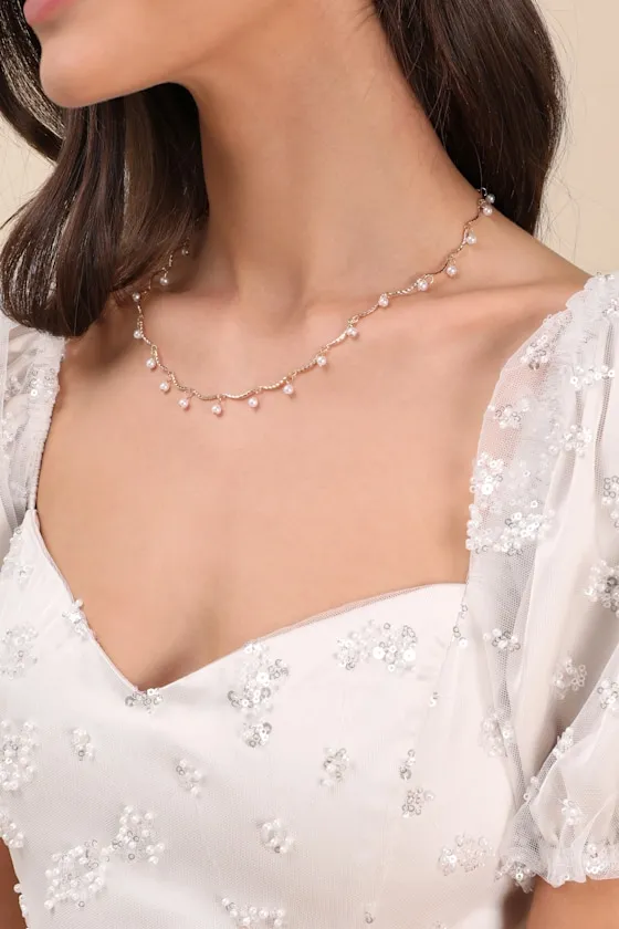 Inspired Glow Gold Pearl Necklace sold by Lulus