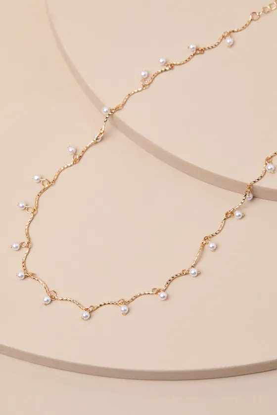 Inspired Glow Gold Pearl Necklace sold by Lulus product image thumbnail 2