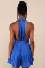 Seriously Stunning Royal Blue Satin Pleated Backless Romper sold by Lulus