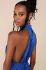 Seriously Stunning Royal Blue Satin Pleated Backless Romper sold by Lulus