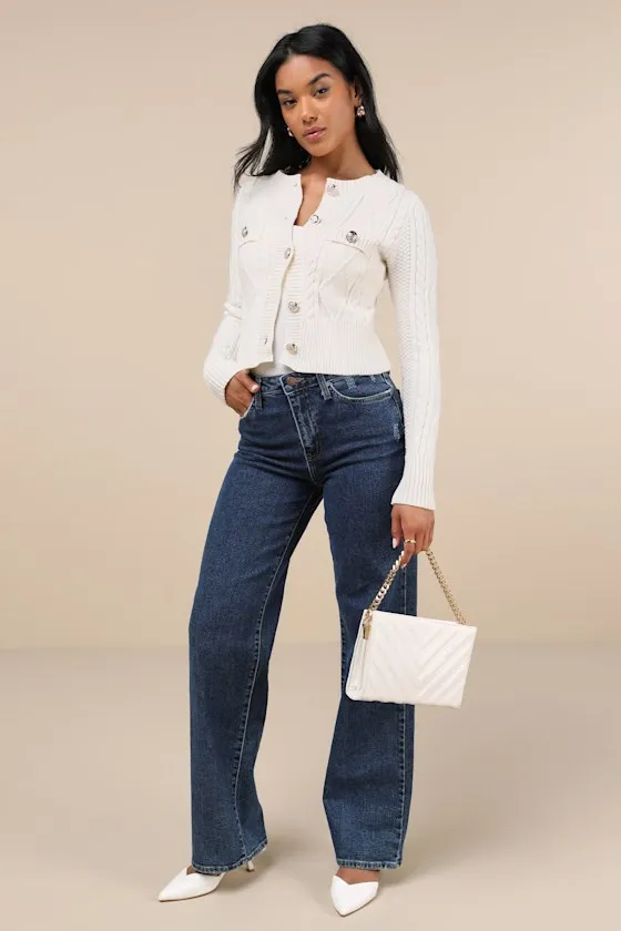 Luxe Composure Ivory Cable Knit Long Sleeve Cardigan Sweater sold by Lulus product image thumbnail 4