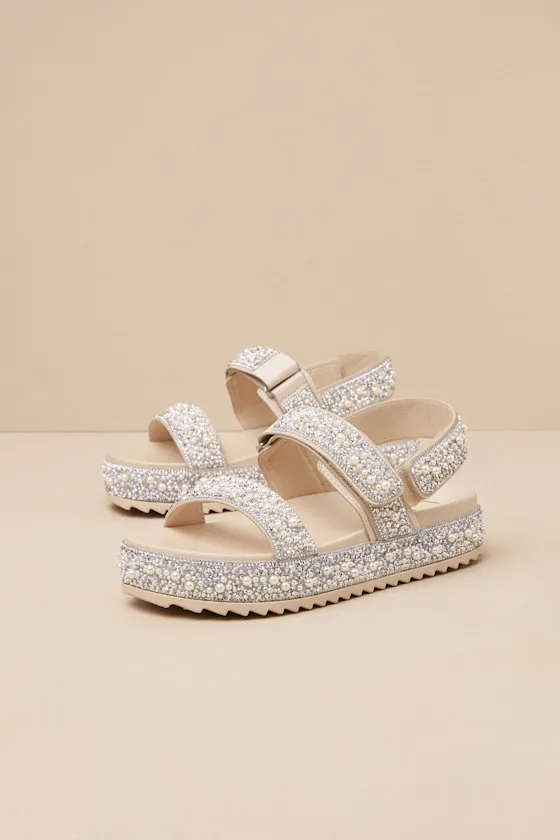 Toinetta Ivory Rhinestone Pearl Flatform Sandals sold by Lulus product image thumbnail 2