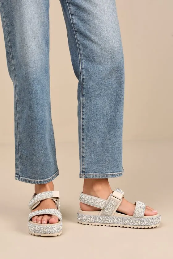 Toinetta Ivory Rhinestone Pearl Flatform Sandals sold by Lulus product image thumbnail 3