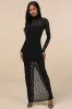 Famous Impression Black Lace Mock Neck Long Sleeve Maxi Dress sold by Lulus