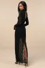 Famous Impression Black Lace Mock Neck Long Sleeve Maxi Dress sold by Lulus
