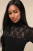 Famous Impression Black Lace Mock Neck Long Sleeve Maxi Dress sold by Lulus