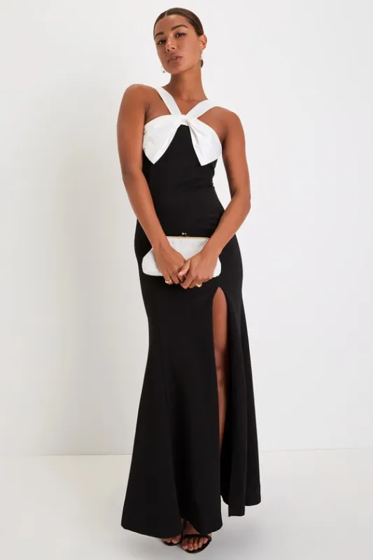 Luxurious Outlook Black and White Bow Mermaid Maxi Dress sold by Lulus