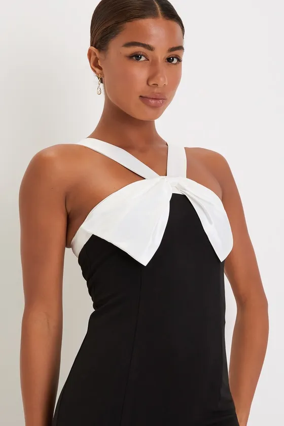 Luxurious Outlook Black and White Bow Mermaid Maxi Dress sold by Lulus product image thumbnail 2