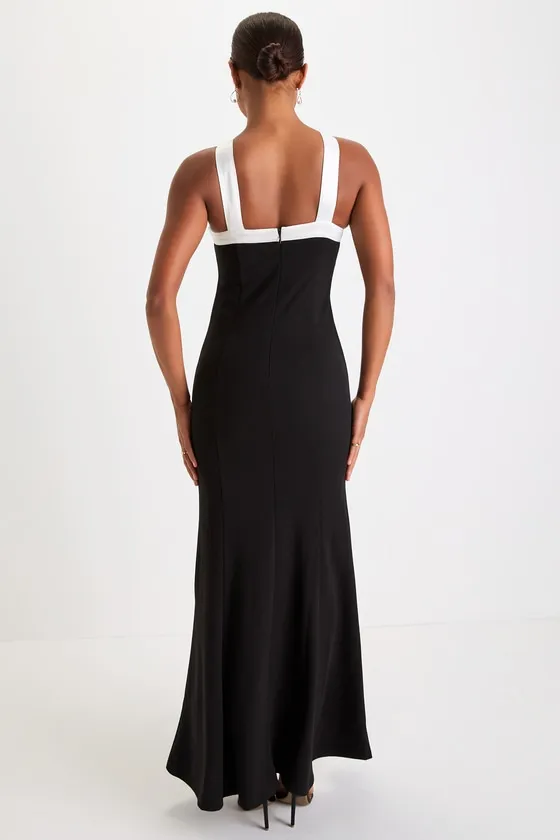 Luxurious Outlook Black and White Bow Mermaid Maxi Dress sold by Lulus product image thumbnail 3