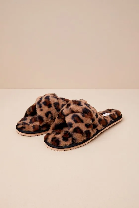 Elerie Leopard Faux Fur Slide Slippers sold by Lulus product image thumbnail 2