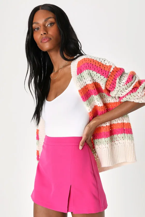 Adoring Style Fuchsia High-Waisted Skort sold by Lulus