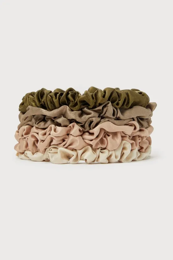 Tress Tamer Taupe Multi Petite 6-Piece Satin Scrunchie Set sold by Lulus