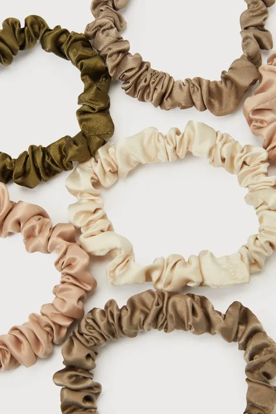 Tress Tamer Taupe Multi Petite 6-Piece Satin Scrunchie Set sold by Lulus product image thumbnail 2