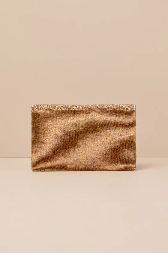 Grazina Gold Beaded Rhinestone Clutch sold by Lulus product image thumbnail 4